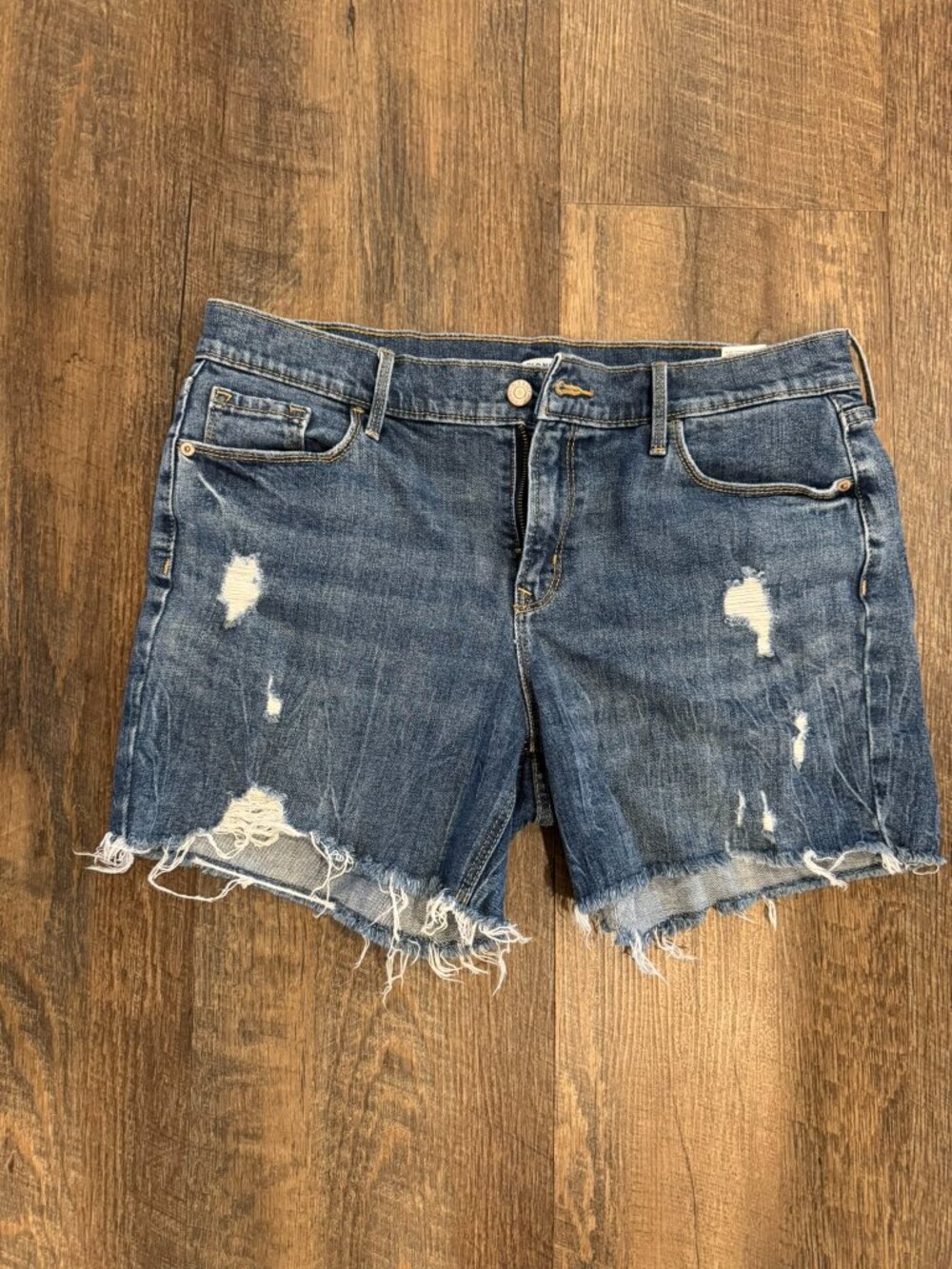 Old Navy Dark Blue Denim Distressed Shorts - Women's Size 10